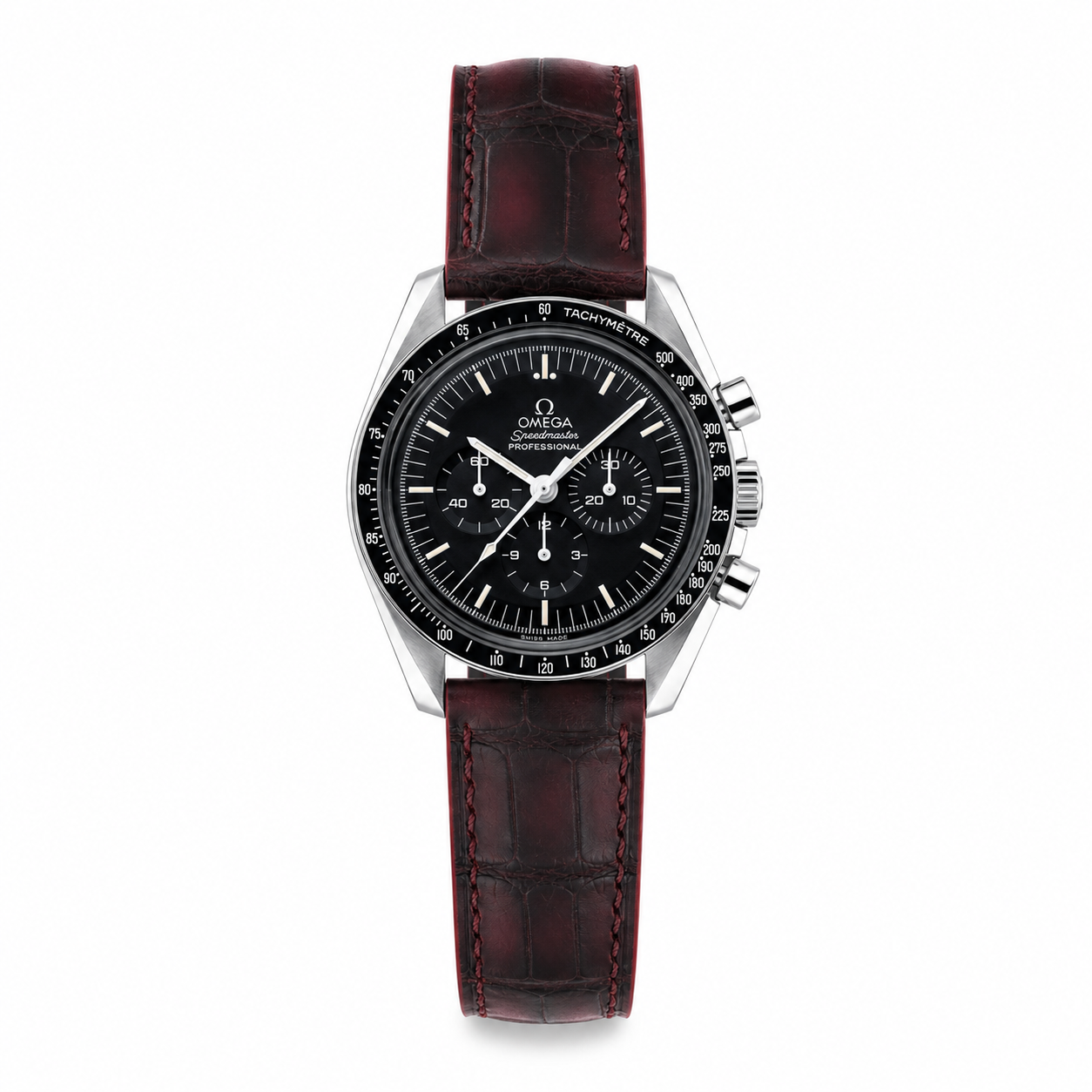 Crocodile Leather Watch Strap – Black Cherry