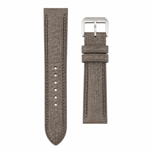 Babele Linen Leather Watch Strap - Taupe Brown