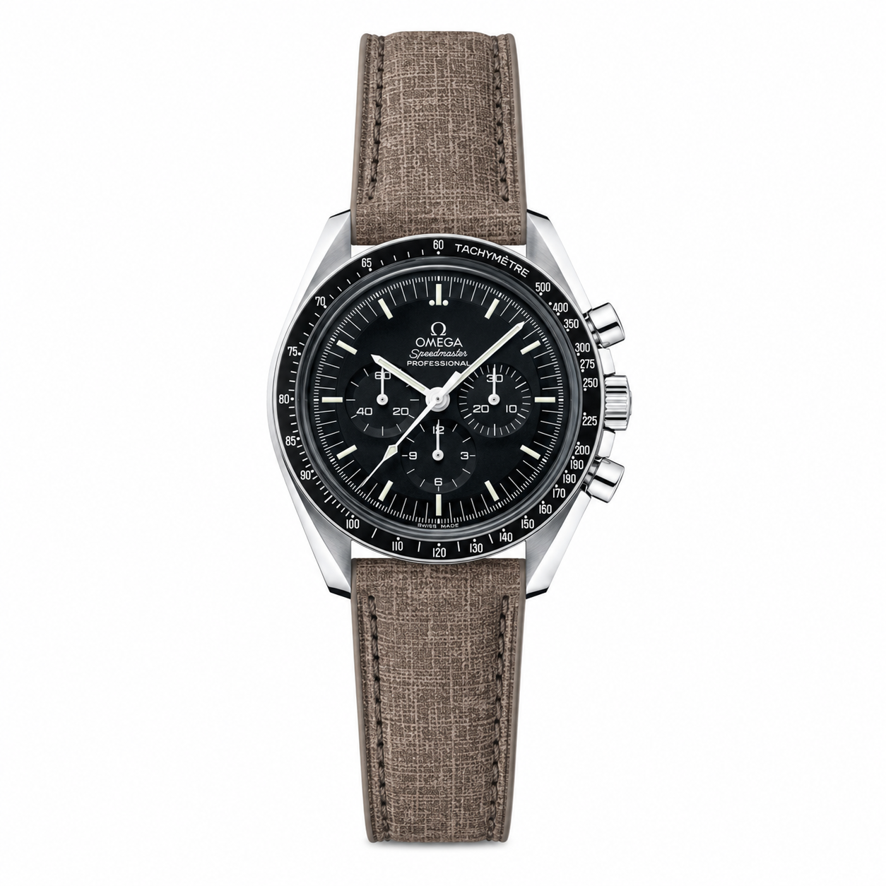 Babele Linen Leather Watch Strap - Taupe Brown
