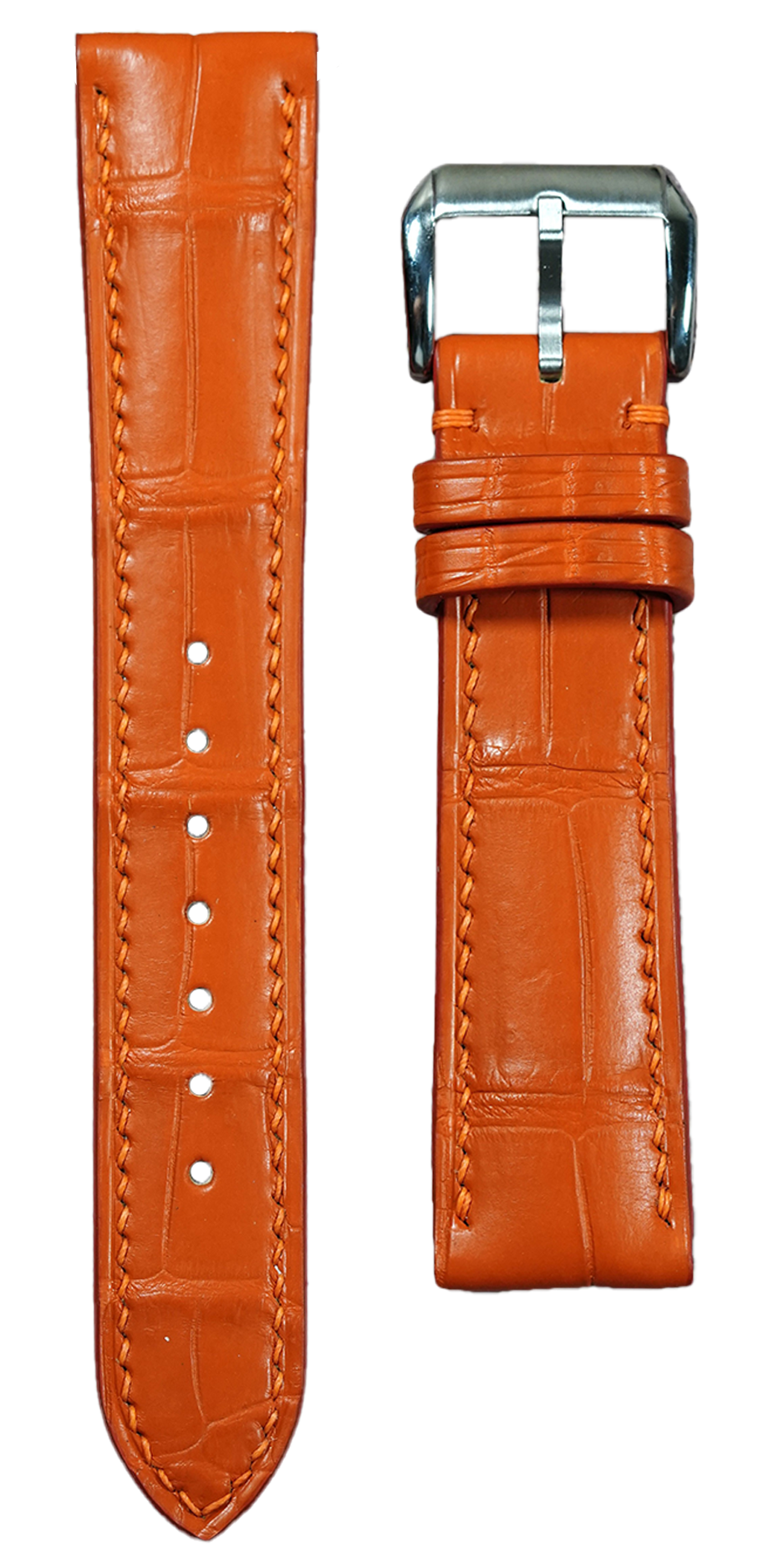 Crocodile Leather Watch Strap - Orange