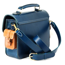 Load image into Gallery viewer, Messenger Bag - Italian Buttero Leather (Blue/Brown)
