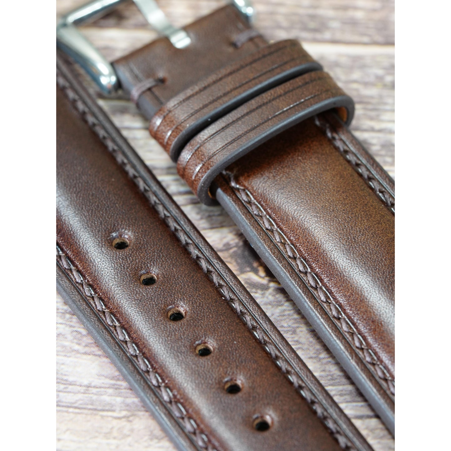 Buttero Leather Watch Strap - Dark Brown