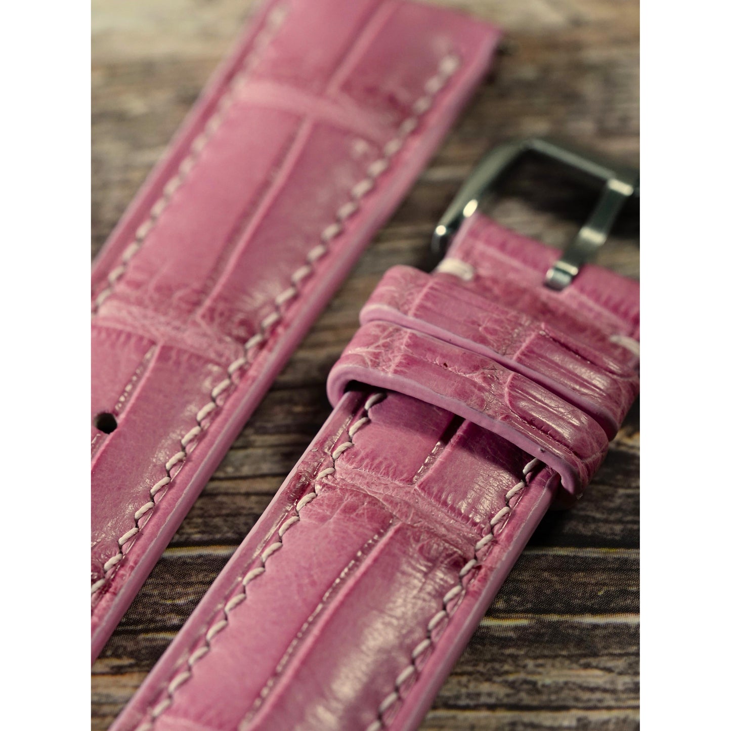 Crocodile Leather Watch Strap - Salmon Pink