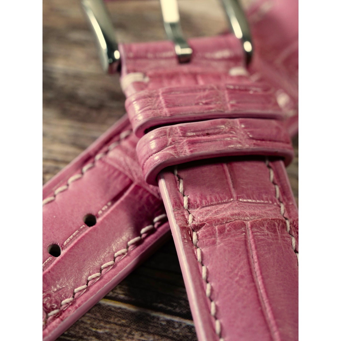 Crocodile Leather Watch Strap - Salmon Pink