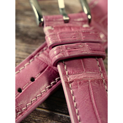 Crocodile Leather Watch Strap - Salmon Pink