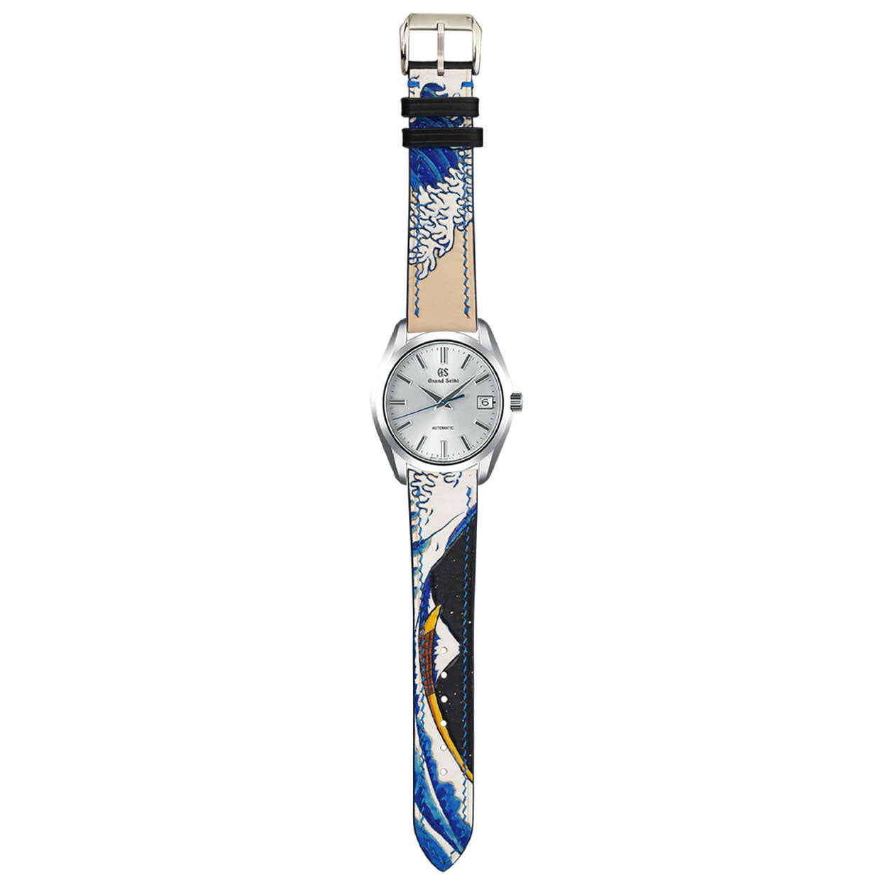 The Great Wave Hand-Carved & Hand-Painted Leather Watch Strap