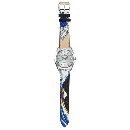 The Great Wave Hand-Carved & Hand-Painted Leather Watch Strap