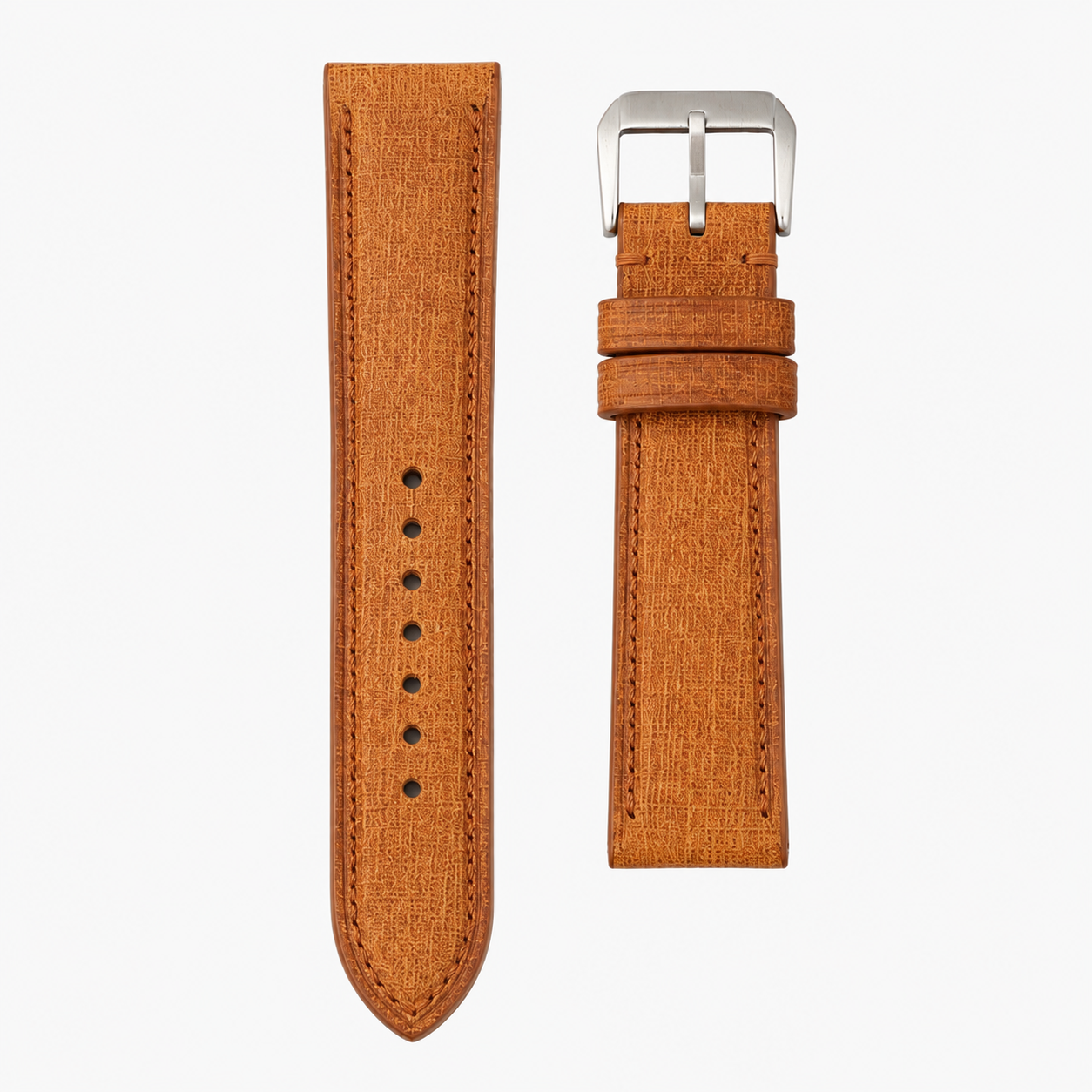 Babele Linen Leather Watch Strap - Golden Oak
