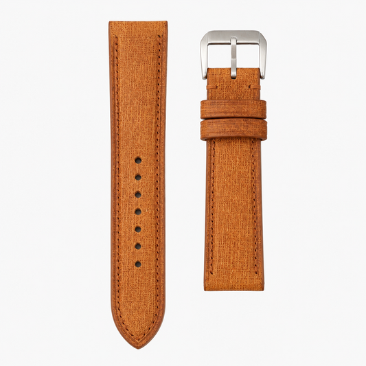 Babele Linen Leather Watch Strap - Golden Oak