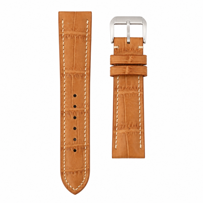 Crocodile Leather Watch Strap - Honey Brown