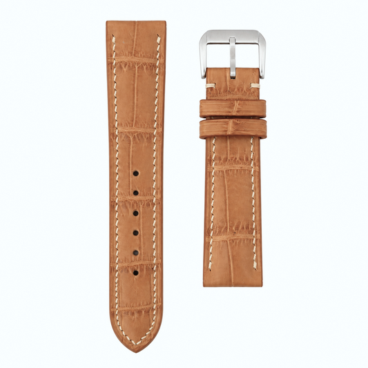 Crocodile Leather Watch Strap - Honey Brown