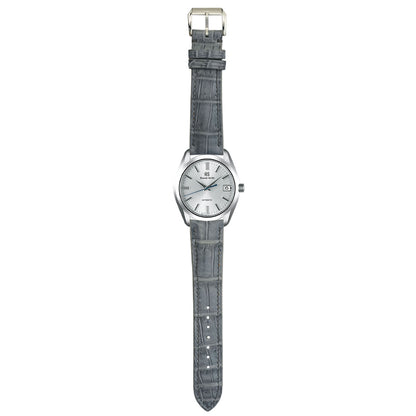 Handmade gray crocodile watch strap in genuine full-grain crocodile leather.
