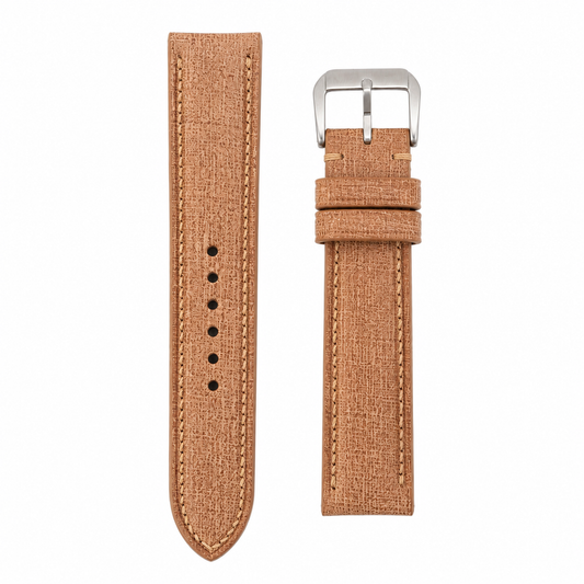 Babele Linen Leather Watch Strap - Light Tan