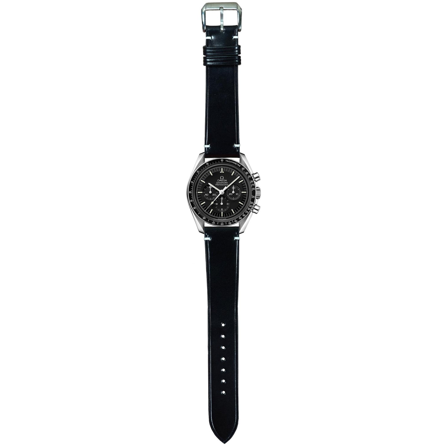 Shell Cordovan Leather Watch Strap - Black