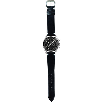 Shell Cordovan Leather Watch Strap - Black
