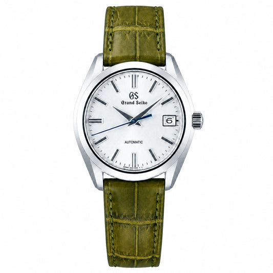 Handmade olive green crocodile watch strap in genuine full-grain crocodile leather.