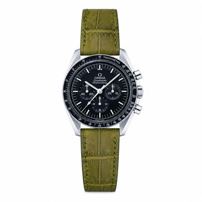 Custom olive green crocodile leather watch band, made in any lug width from 8mm to 32mm.