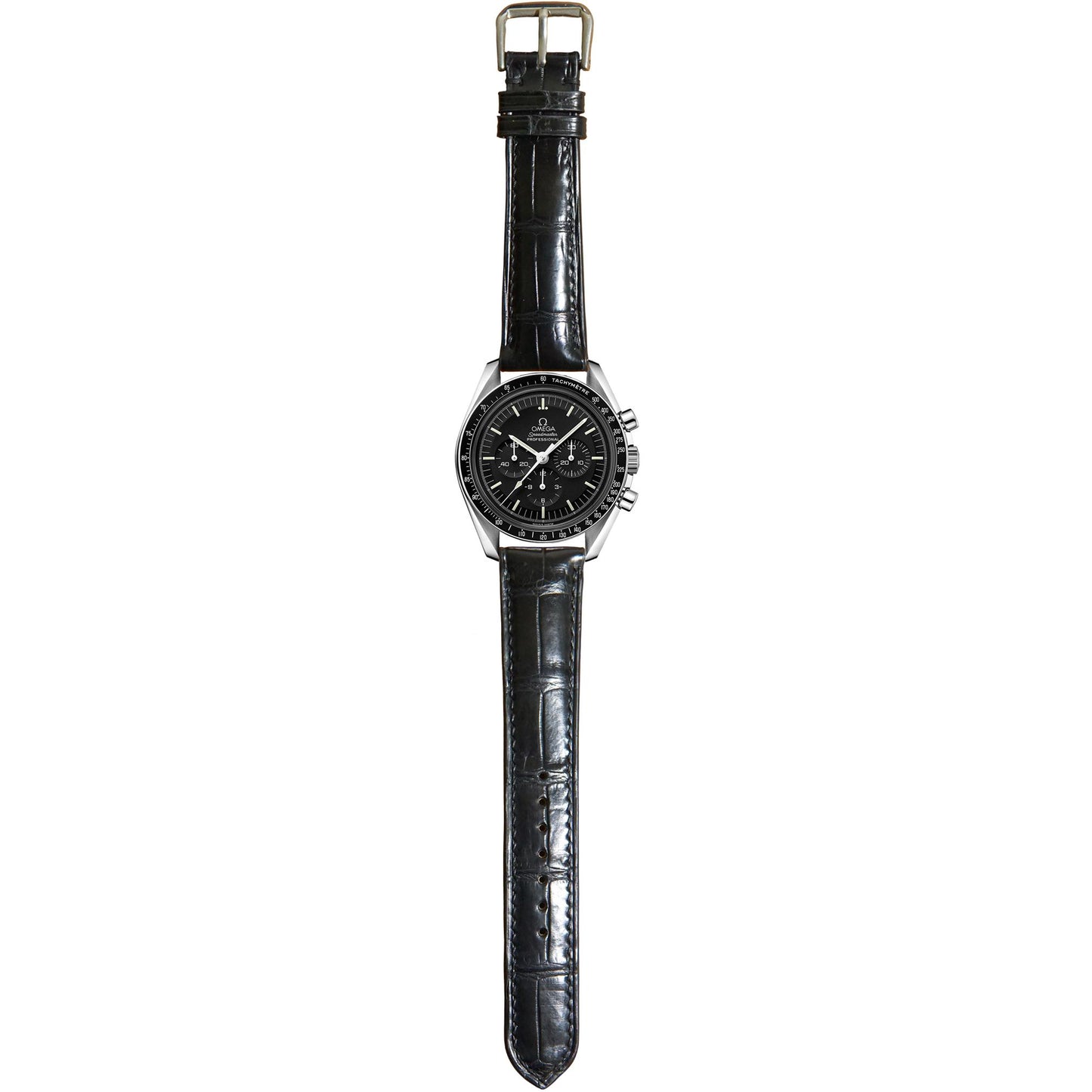 Crocodile Leather Watch Strap - Black