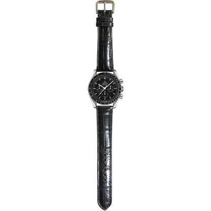 Crocodile Leather Watch Strap - Black