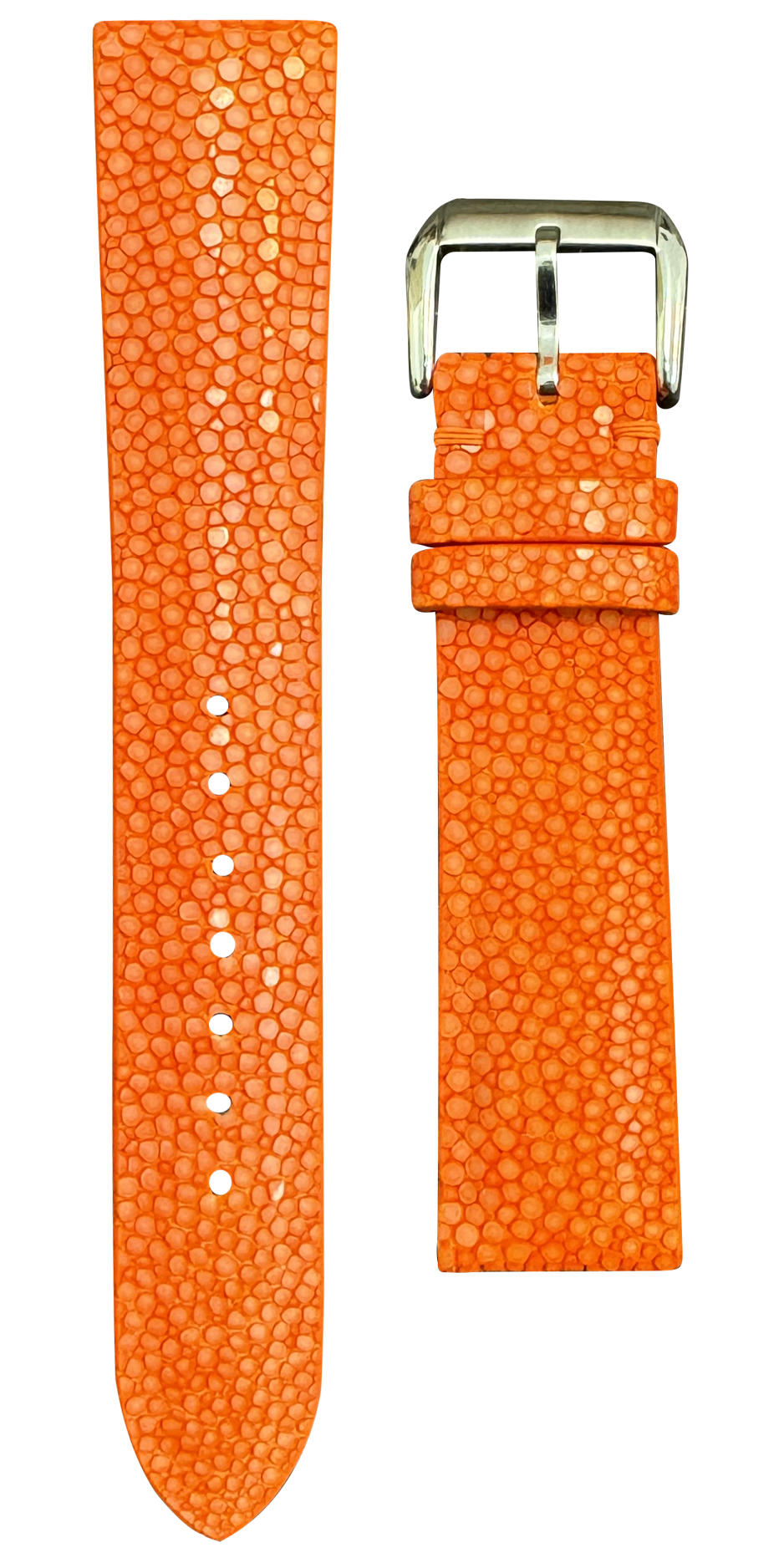 Orange stingray watch buying strap. Exotic leather strap. Handmade stingray leather strap