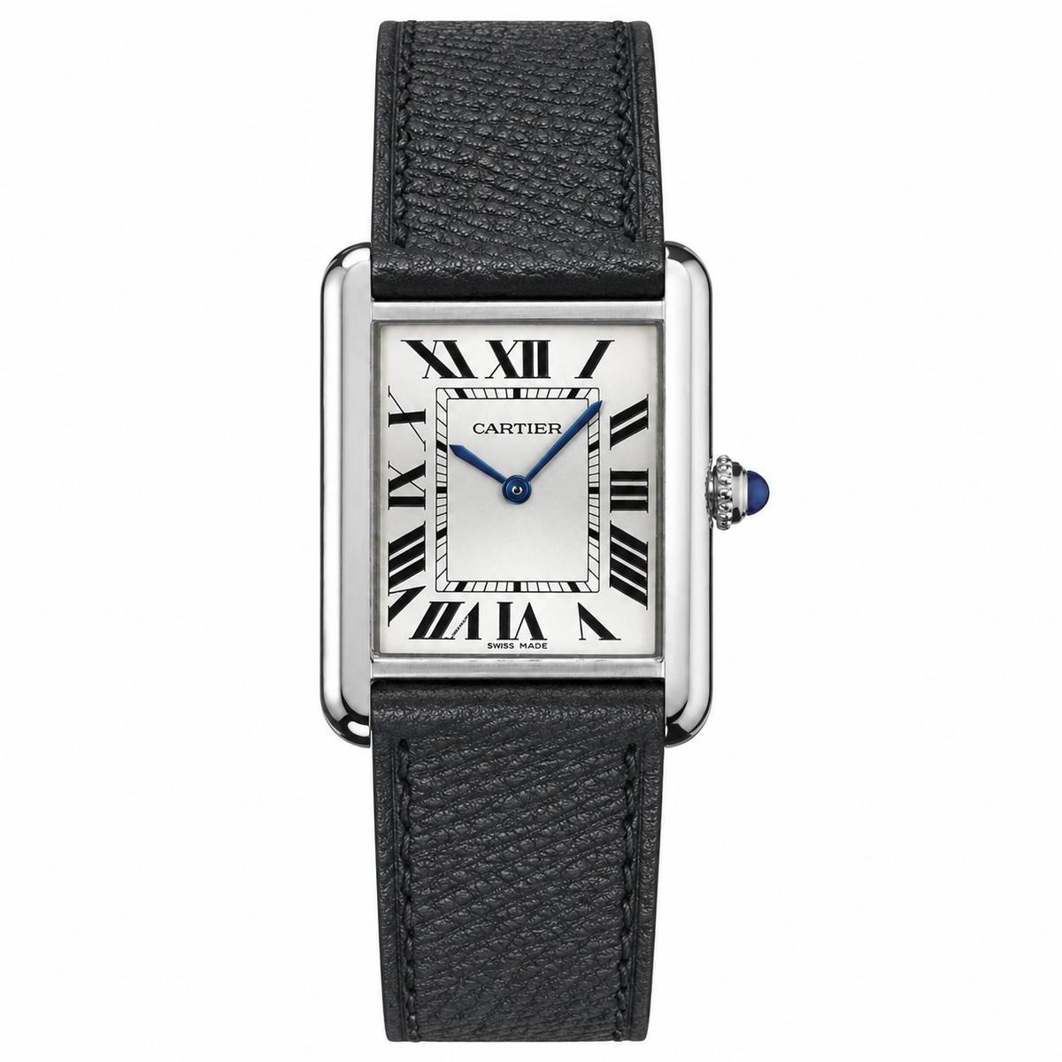 Cartier Tank Solo with a black Epsom leather strap by VGreen