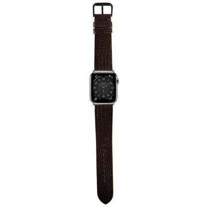 Lizard Leather Watch Strap - Dark Brown