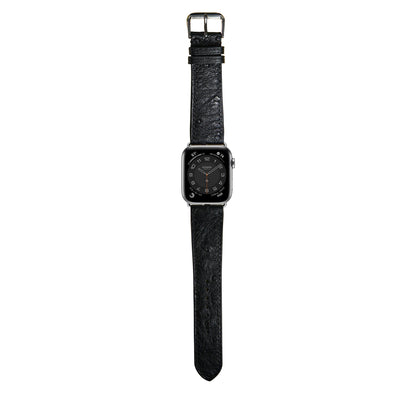 Ostrich Leather Watch Strap - Black