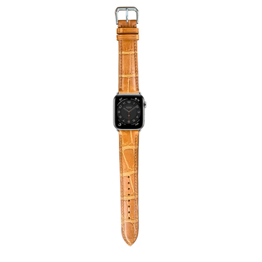Crocodile Leather Watch Strap - Light Brown
