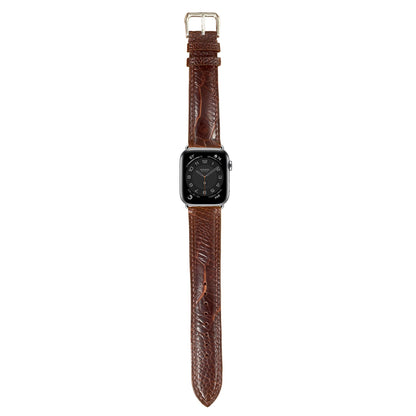 Ostrich Leg Leather Watch Strap - Dark Brown