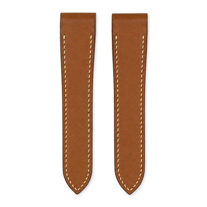Brown Barenia leather strap for the Cartier Santos 100, both pieces, flat lay (mock-up)