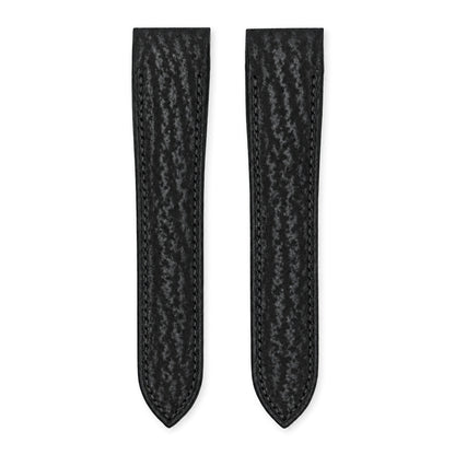 Black sharkskin leather strap for the Cartier Santos 100, both pieces, flat lay (mock-up)