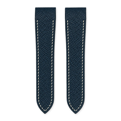 Navy Epsom leather strap for the Cartier Santos 100, both pieces, flat lay (mock-up)