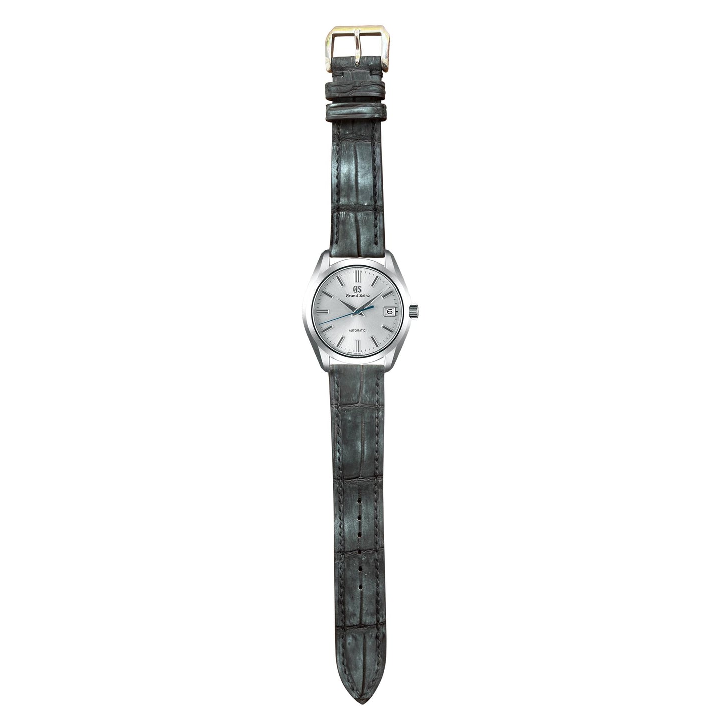 Nubuck Crocodile Leather Watch Strap - Black