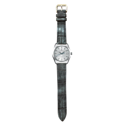Nubuck Crocodile Leather Watch Strap - Black