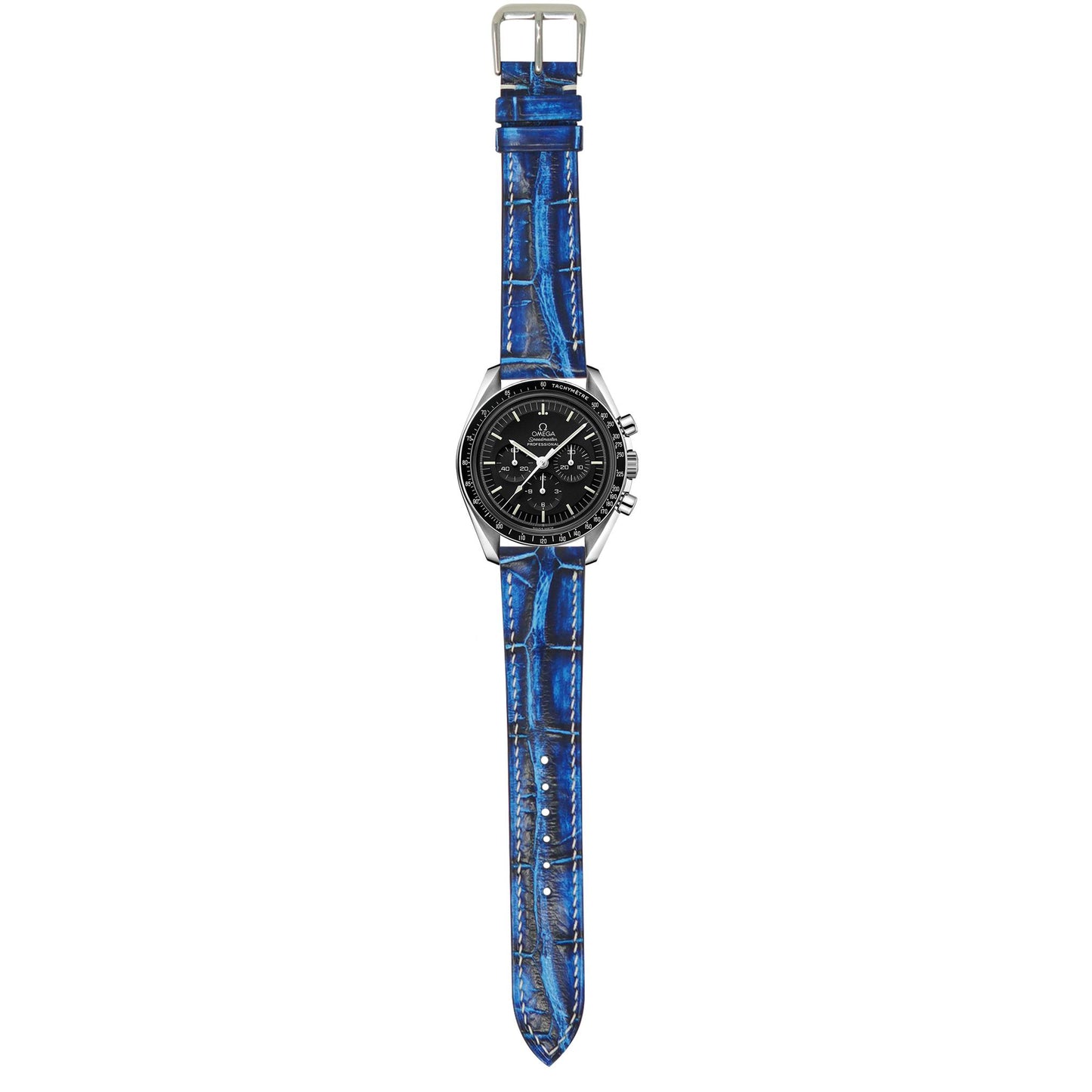 Crocodile Leather Watch Strap - Electric Blue