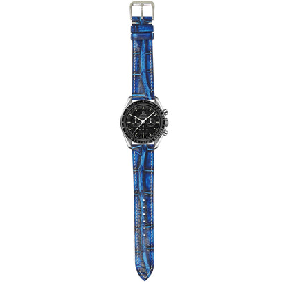 Crocodile Leather Watch Strap - Electric Blue