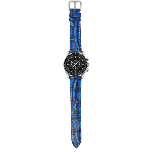 Crocodile Leather Watch Strap - Electric Blue