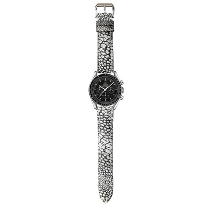 Ostrich Leg Stonewash Leather Watch Strap - Gray