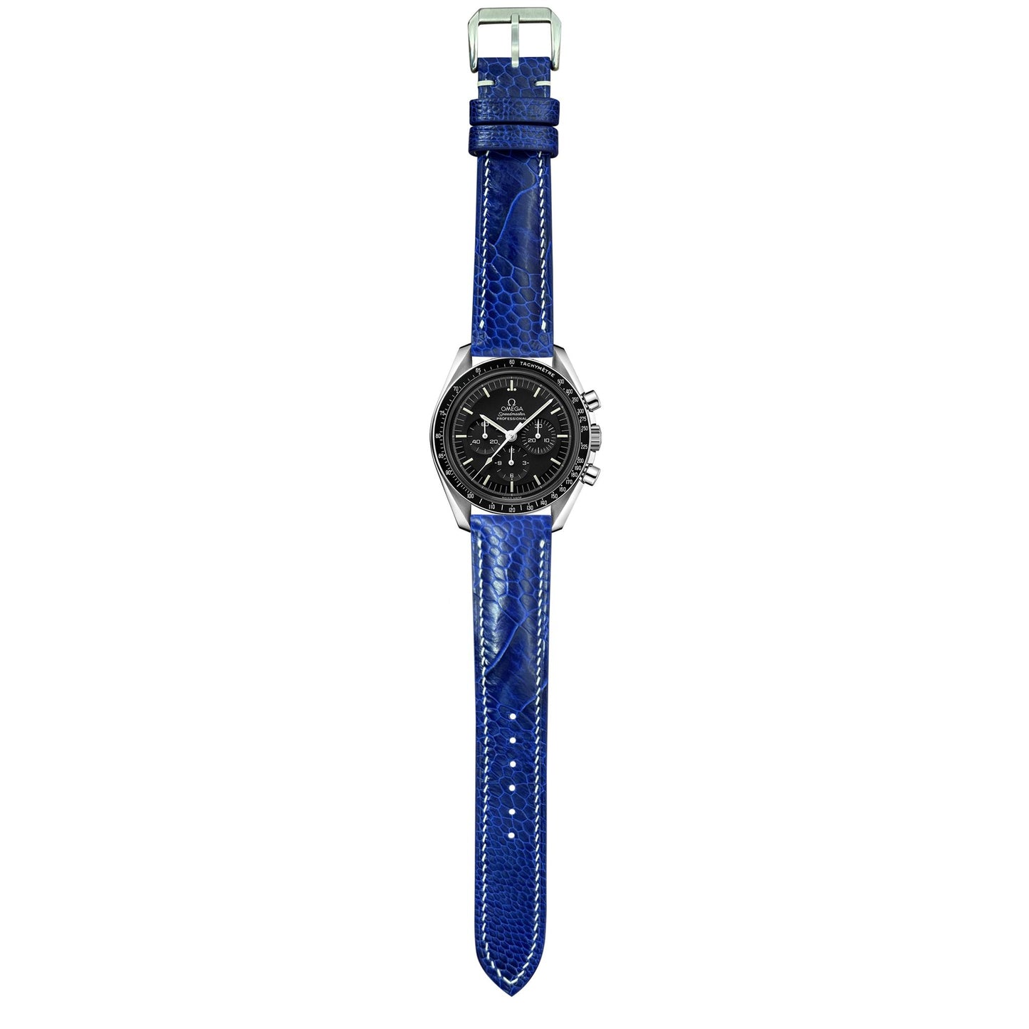 Ostrich Leg Leather Watch Strap - Blue