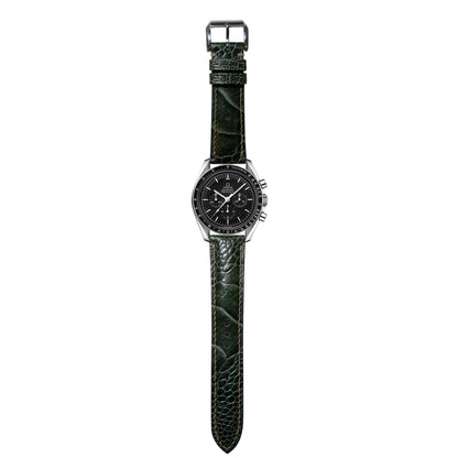 Ostrich Leg Leather Watch Strap - Moss Green