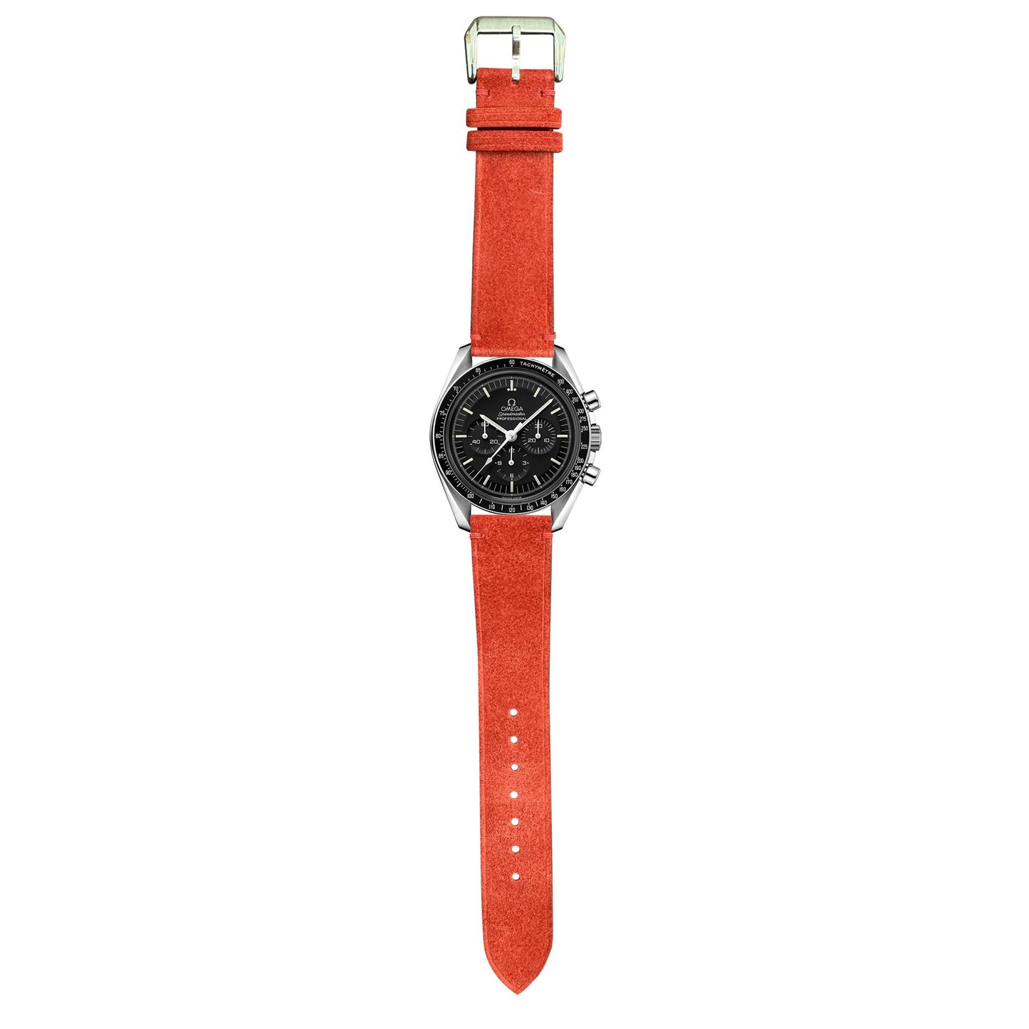 Suede Leather Watch Strap - Red