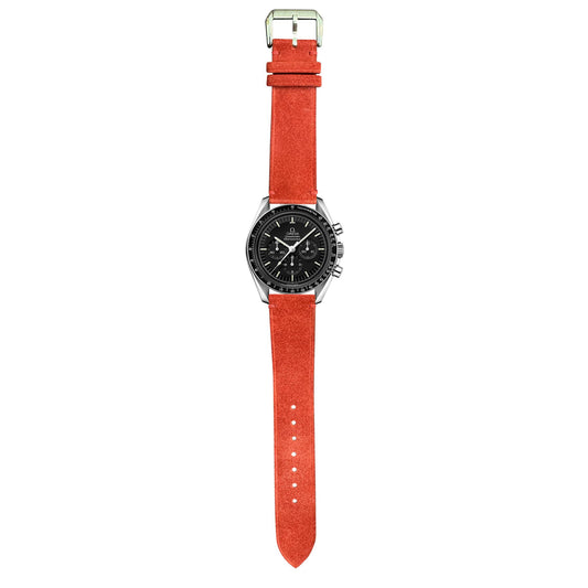 Suede Leather Watch Strap - Red