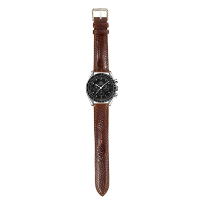 Ostrich Leg Leather Watch Strap - Dark Brown
