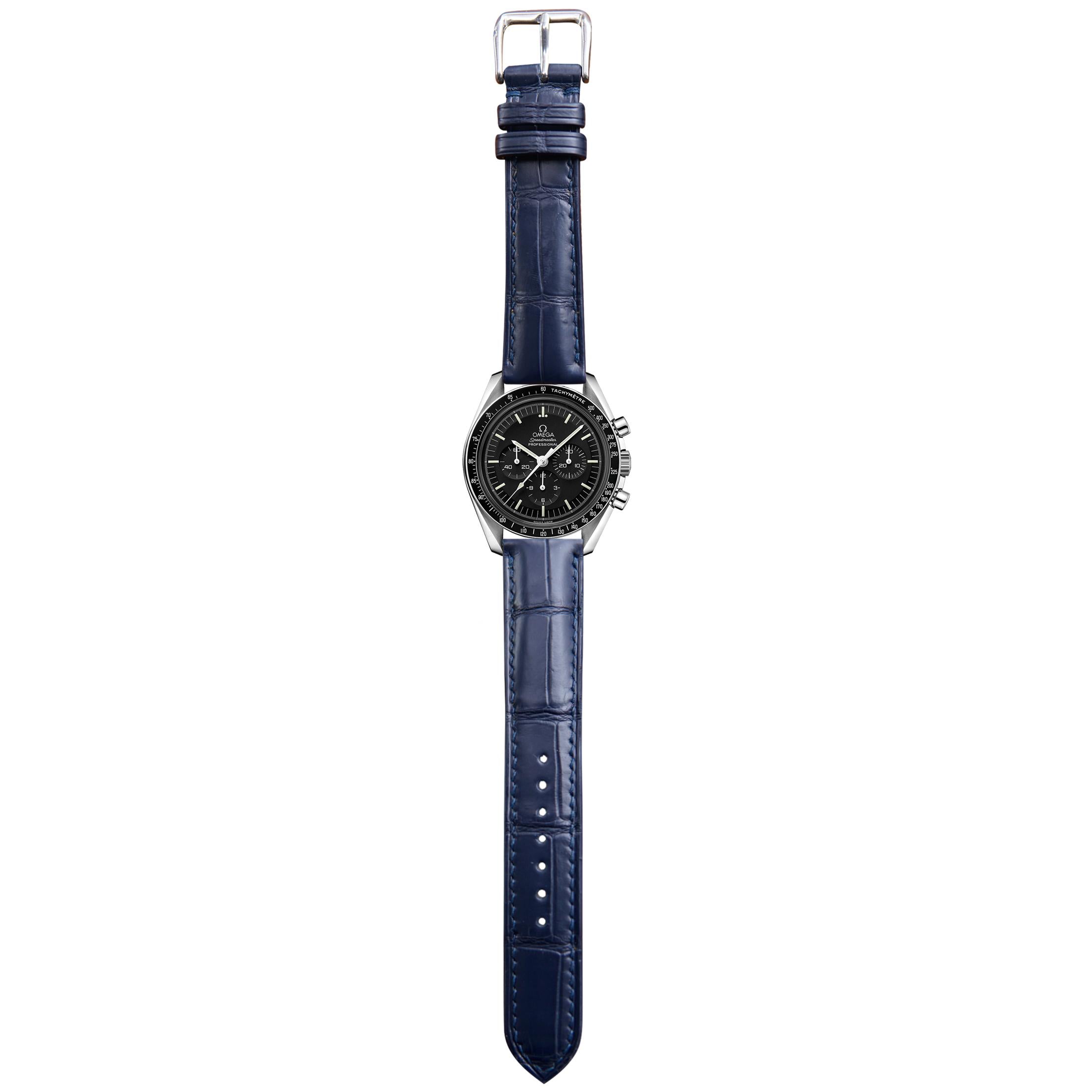 ロッチ Crocodile Leather Watch Strap - Dark Blue – VGreen