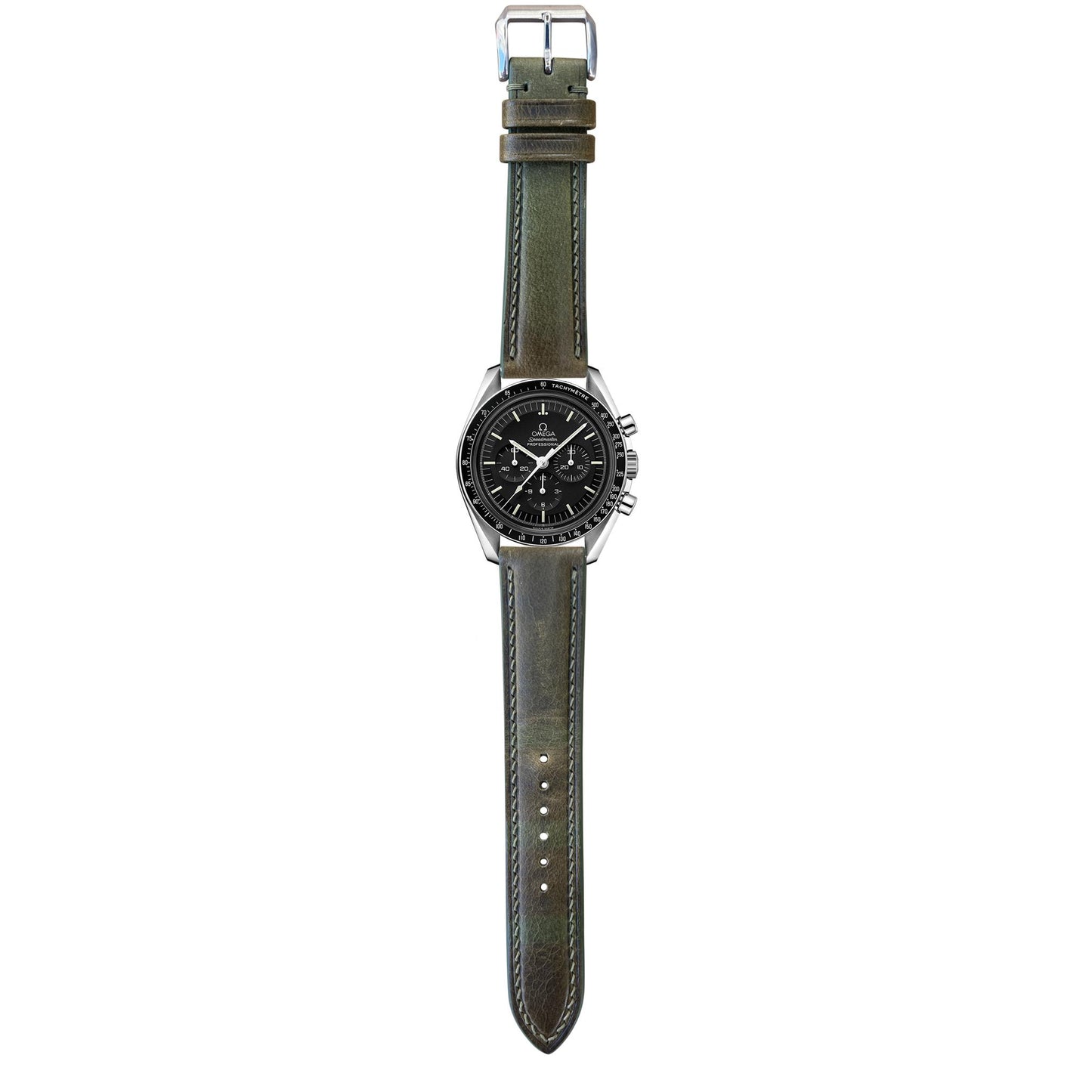 Badalassi Wax Leather Watch Strap - Olive Green