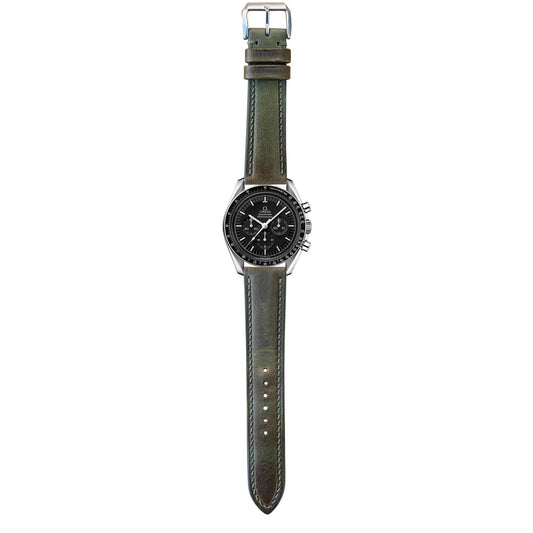 Badalassi Wax Leather Watch Strap - Olive Green