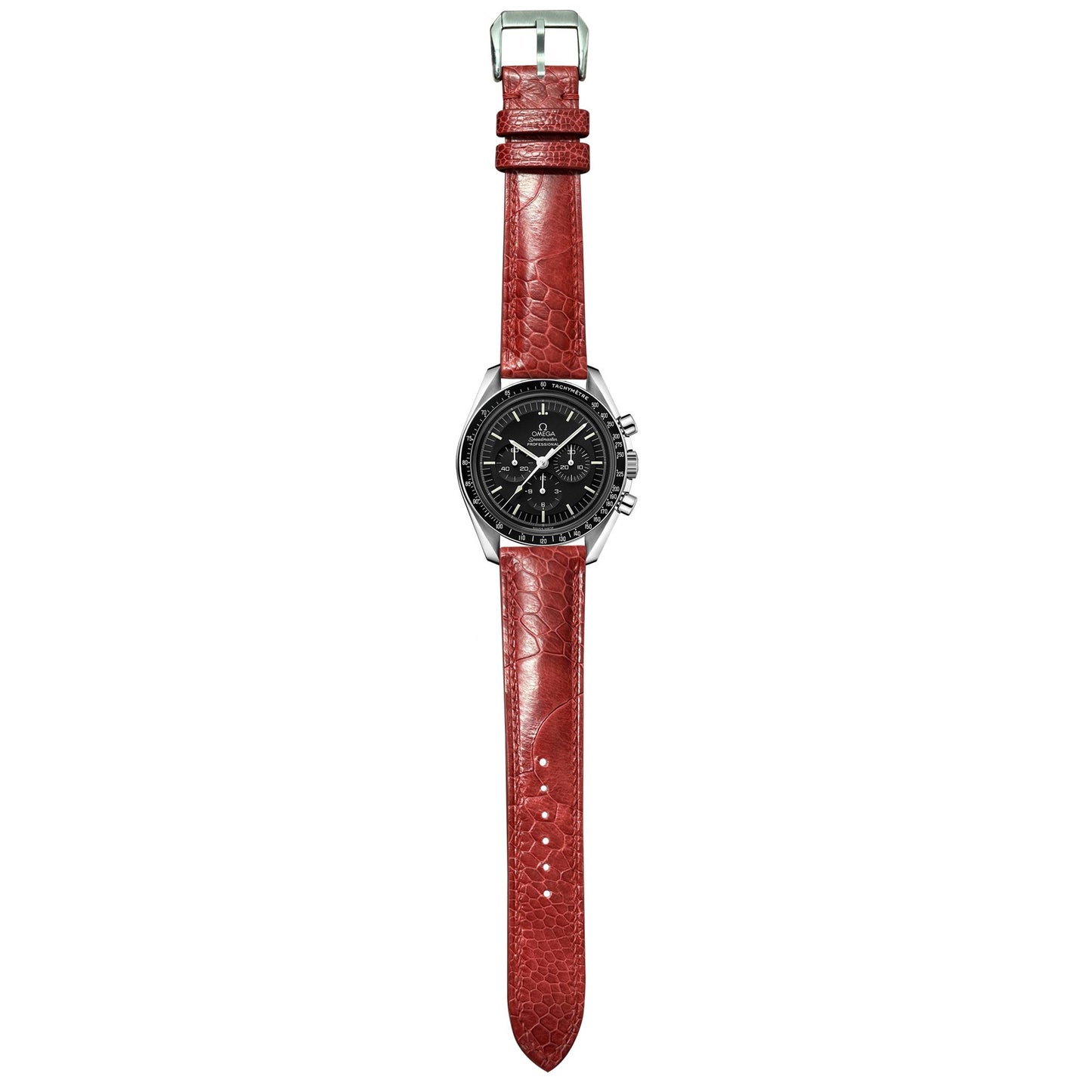 Ostrich Leg Leather Watch Strap - Red