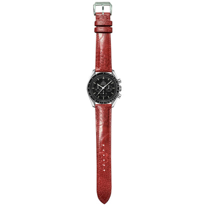 Ostrich Leg Leather Watch Strap - Red