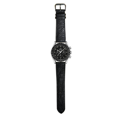 Ostrich Leather Watch Strap - Black
