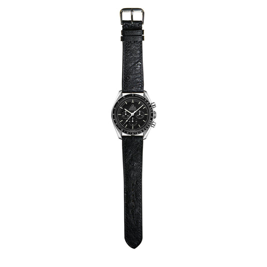 Ostrich Leather Watch Strap - Black
